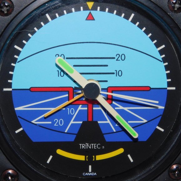 Trintec Aviation Classic Artificial Horizon Desk Model Alarm Clock 3.5" x 3.5" - Picture 2 of 6